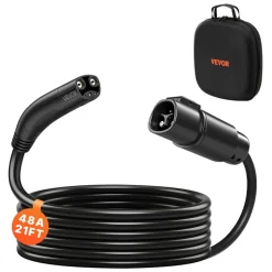 VEVOR EV Charger Extension Cable for Tesla, 48Amp 21 ft Max 240V 11.52 kW with NACS Plug, EV Extension Cord for Level 1/2 Tesla Mobile/Wall Connector/Destination Charger, Model Y/X/3/S, Carrying Bag