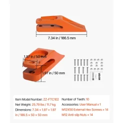 VEVOR Excavator Bucket Teeth with Pins, 7 Pack 684447 Bucket Tooth Set Fits 5/8-in Buckets Edge, Heavy Duty 7.34 in Bolt on Digging Buckets Teeth Replacement for Skid Steer & Mini Excavator