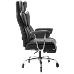 VEVOR Executive Office Chair with Footrest, 400lb Capacity Office Chair with Lumbar Pillow & Removable Armrests, Heavy Duty Ergonomic Chair, PU Leather Reclining Home Office Desk Chairs, Black
