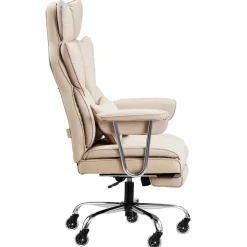 VEVOR Executive Office Chair with Footrest, 400lb Capacity Office Chair with Lumbar Pillow & Removable Armrests, Heavy Duty Ergonomic Chair, PU Leather Reclining Home Office Desk Chairs, Brown