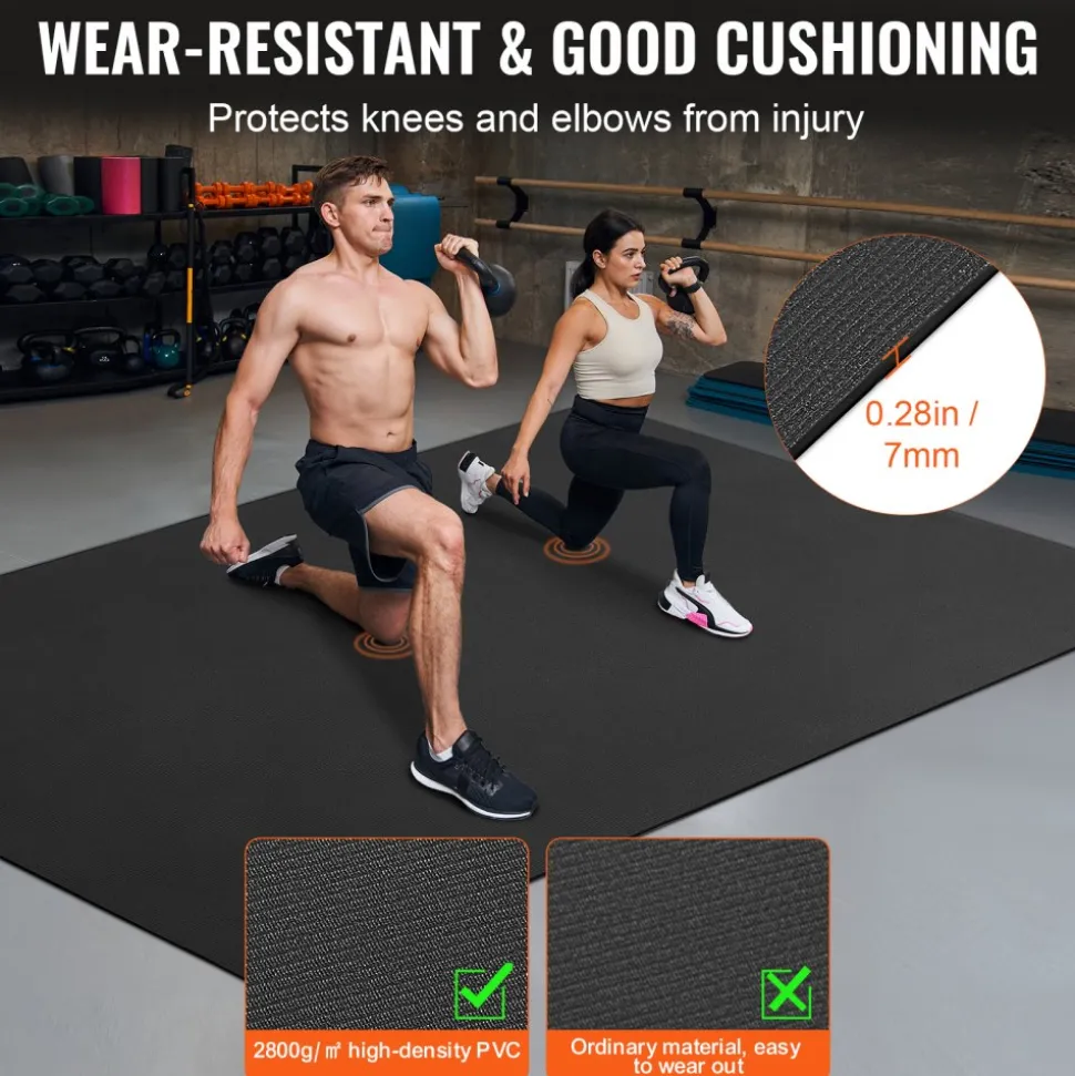 VEVOR Exercise Mat, Non Slip High Density Premium Yoga Mat, Exercise Yoga Mat for Men & Women, Fitness & Exercise Mat with Bag & Carry Strap, for All Types of Home Yoga, Pilate & Floor Workout (9x6ft)