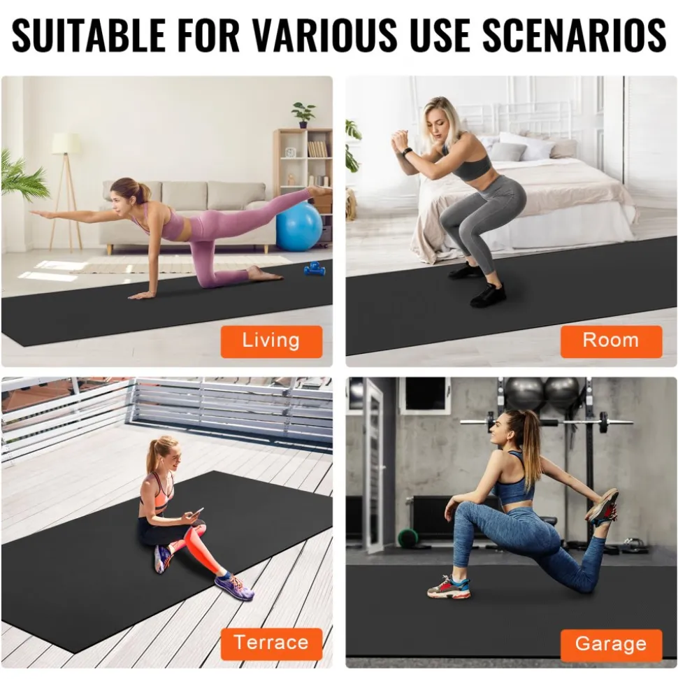 VEVOR Exercise Mat, Non Slip High Density Premium Yoga Mat, Exercise Yoga Mat for Men & Women, Fitness & Exercise Mat with Bag & Carry Strap, for All Types of Home Yoga, Pilate & Floor Workout (7x5ft)