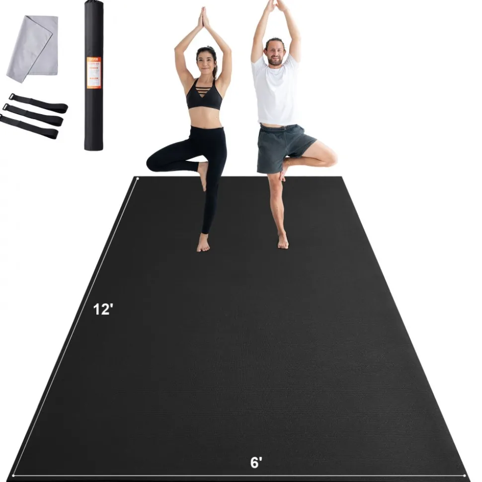 VEVOR Exercise Mat, Non Slip High Density Premium Yoga Mat, Exercise Yoga Mat for Men & Women, Fitness & Exercise Mat with Bag & Carry Strap, for All Types of Home Yoga, Pilate & Floor Workout (7x5ft)