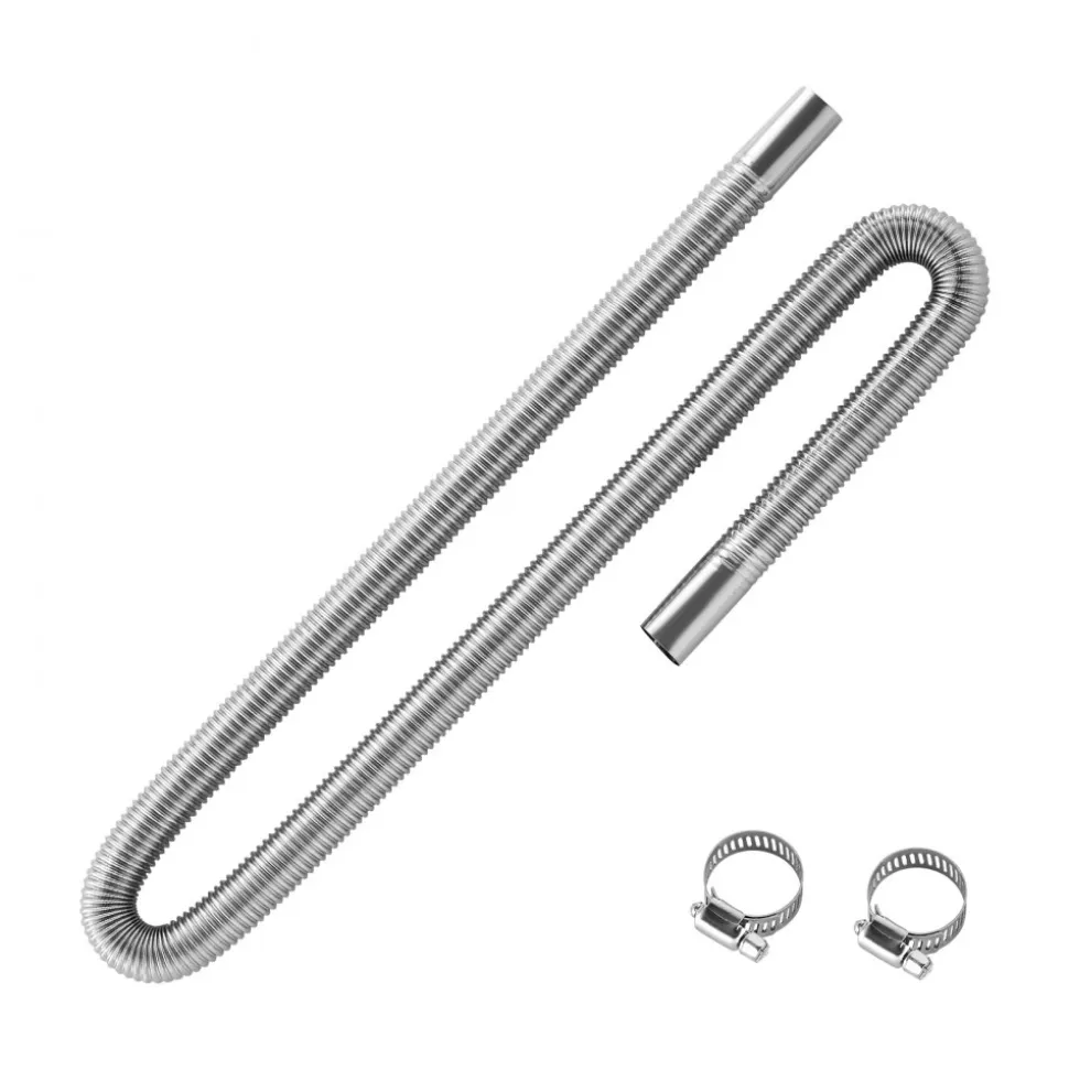 VEVOR Exhaust Hose, 47.2 inch Diesel Heater Flexible Exhaust Pipe, Stainless Steel Exhausts Hose with 2 Hose Clamps, Exhausts Hoses Kit Diesel Heater Accessories for 2KW 5KW 8KW Diesels Heaters