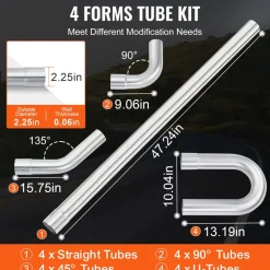 VEVOR Exhaust Kit, 16pcs, DIY Universal Galvanized Steel Exhaust Kit with Slip-Fit Joint & Large Exhaust Tube, Rust-Proof Exhaust Pipe for Exhaust System, Fit for Garage/Auto Repair Store/4S Store
