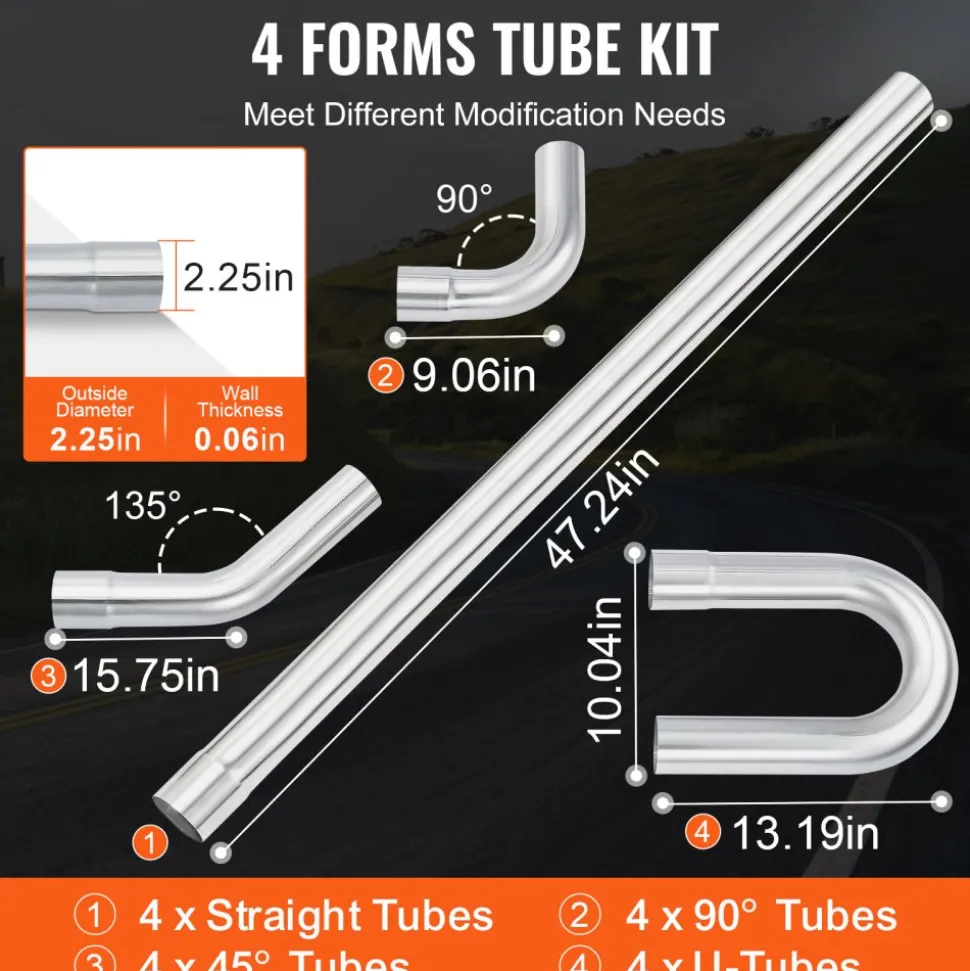 VEVOR Exhaust Kit, 16pcs, DIY Universal Galvanized Steel Exhaust Kit with Slip-Fit Joint & Large Exhaust Tube, Rust-Proof Exhaust Pipe for Exhaust System, Fit for Garage/Auto Repair Store/4S Store