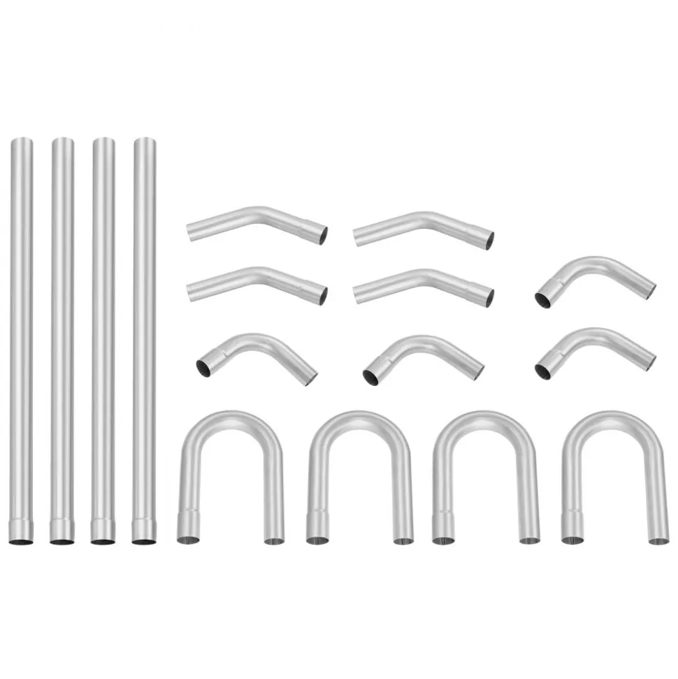 VEVOR Exhaust Kit, 16pcs, DIY Universal Galvanized Steel Exhaust Kit with Slip-Fit Joint & Large Exhaust Tube, Rust-Proof Exhaust Pipe for Exhaust System, Fit for Garage/Auto Repair Store/4S Store