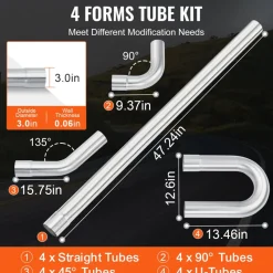 VEVOR Exhaust Kit, 16pcs, DIY Universal Galvanized Steel Exhaust Kit with Slip-Fit Joint & Large Exhaust Tube, Rust-Proof Exhaust Pipe for Exhaust System, Fit for Garage/Auto Repair Store/4S Store