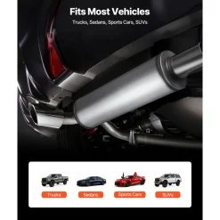 VEVOR Exhaust Muffler, 4 Inch Inlet & Outlet, 30 Inch Overall Length Stainless Steel Exhaust Tip, Universal Resonator Round Body, High Performance for Trucks, Sedans, Sports Cars, SUVs & Daily Drivers