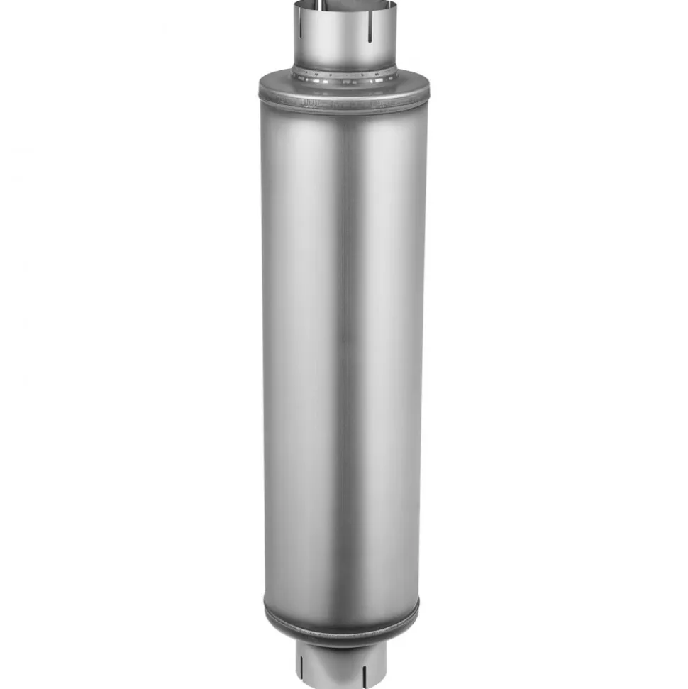 VEVOR Exhaust Muffler, 4 Inch Inlet & Outlet, 30 Inch Overall Length Stainless Steel Exhaust Tip, Universal Resonator Round Body, High Performance for Trucks, Sedans, Sports Cars, SUVs & Daily Drivers