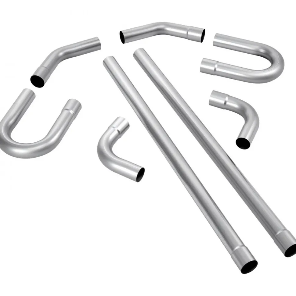 VEVOR Exhaust Pipe, 8 Pcs 2.25 Inch Mild Steel DIY Custom Exhaust Tubing Straight & U-Bend Kit with 90 & 135 Degree Pipes, Galvanized Surface Finish, Universal Fit for Truck, Sedan, Sports Car, SUV
