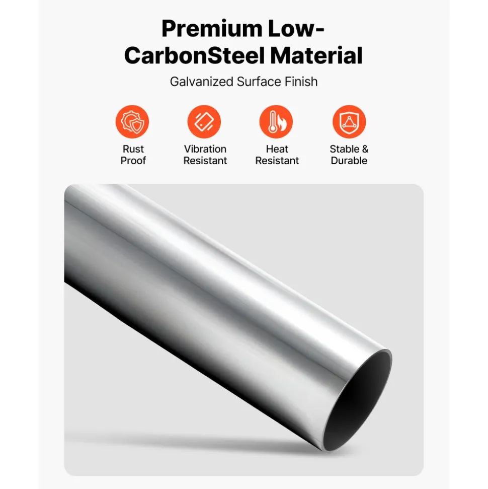 VEVOR Exhaust Pipe, 8 Pcs 2.25 Inch Mild Steel DIY Custom Exhaust Tubing Straight & U-Bend Kit with 90 & 135 Degree Pipes, Galvanized Surface Finish, Universal Fit for Truck, Sedan, Sports Car, SUV