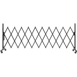 VEVOR Expandable Barricade, 11FT Expandable Safety Barrier, Flexible Mobile Barricade with Locking Casters, Portable Folding Security Gate Metal Traffic Fence for Patio Garden Stairway