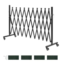 VEVOR Expandable Barricade, 11FT Expandable Safety Barrier, Flexible Mobile Barricade with Locking Casters, Portable Folding Security Gate Metal Traffic Fence for Patio Garden Stairway