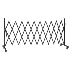 VEVOR Expandable Barricade, 11FT Expandable Safety Barrier, Flexible Mobile Barricade with Locking Casters, Portable Folding Security Gate Metal Traffic Fence for Patio Garden Stairway