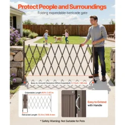 VEVOR Expandable Barricade, 10FT Expandable Safety Barrier, Flexible Mobile Barricade with Locking Casters, Portable Folding Security Gate Metal Traffic Fence for Patio Garden Stairway