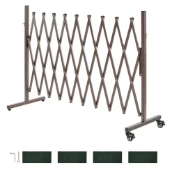 VEVOR Expandable Barricade, 10FT Expandable Safety Barrier, Flexible Mobile Barricade with Locking Casters, Portable Folding Security Gate Metal Traffic Fence for Patio Garden Stairway