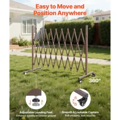 VEVOR Expandable Barricade, 10FT Expandable Safety Barrier, Flexible Mobile Barricade with Locking Casters, Portable Folding Security Gate Metal Traffic Fence for Patio Garden Stairway