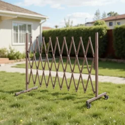 VEVOR Expandable Barricade, 10FT Expandable Safety Barrier, Flexible Mobile Barricade with Locking Casters, Portable Folding Security Gate Metal Traffic Fence for Patio Garden Stairway