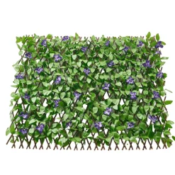 VEVOR Expandable Fence Privacy Screen, 25.5 x 122 in Expand Artificial Plant Wall, Realistic Artificial Ivy Panel with 50 Zip Ties, Decorative Faux Greenery Backdrop Hedges for Balcony Patio Outdoor
