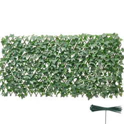 VEVOR Expandable Fence Privacy Screen, 25 x 126 in Expand Artificial Plant Wall, Realistic Artificial Ivy Panel with 50 Zip Ties, Decorative Faux Greenery Backdrop Hedges for Balcony Patio Outdoor
