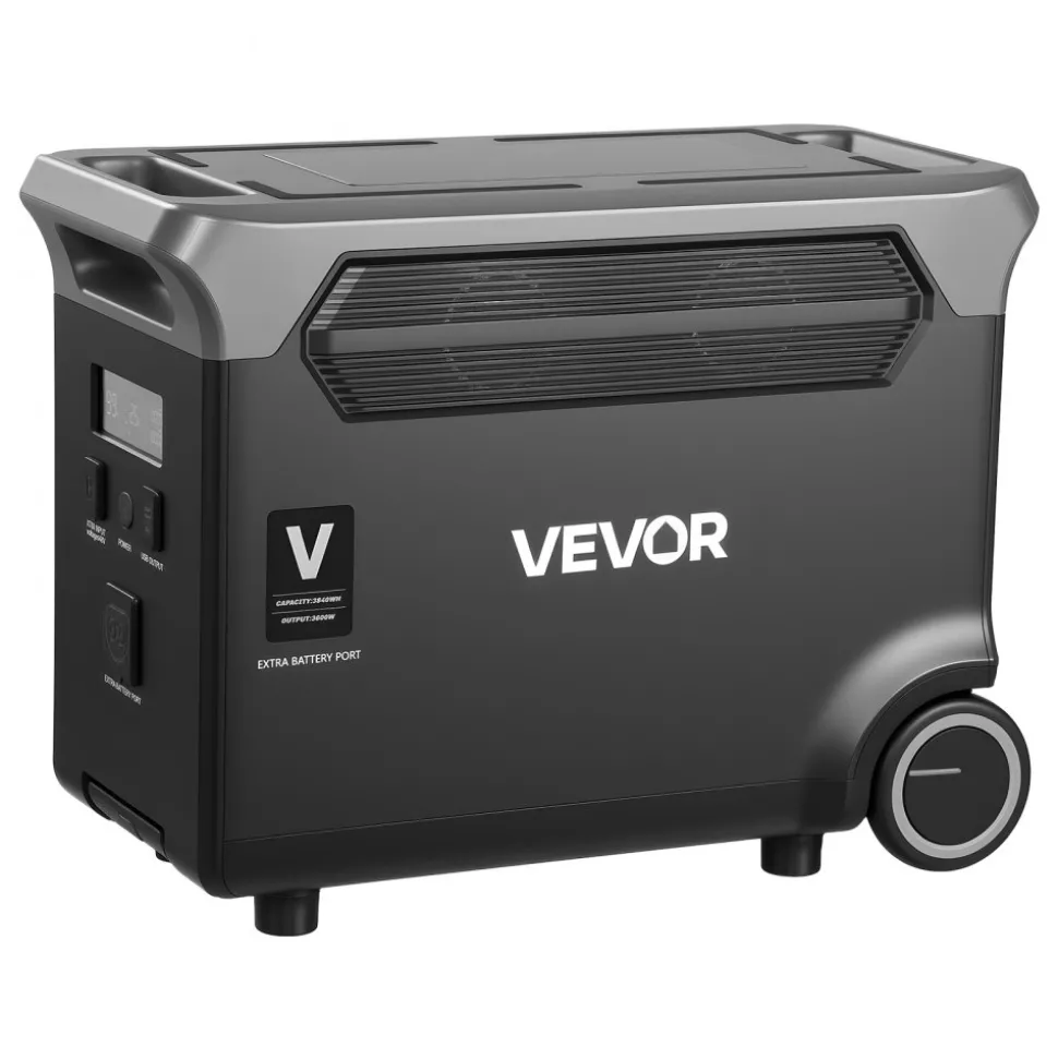 VEVOR Extra Battery for Portable Power Station, 3840Wh LiFePO4 Extra Expansion Battery with 3 Output Ports for Home Use, Outdoor Camping, Road Trips, RVs, Emergencies