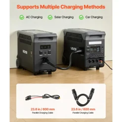 VEVOR Extra Battery for Portable Power Station, 3840Wh LiFePO4 Extra Expansion Battery with 3 Output Ports for Home Use, Outdoor Camping, Road Trips, RVs, Emergencies