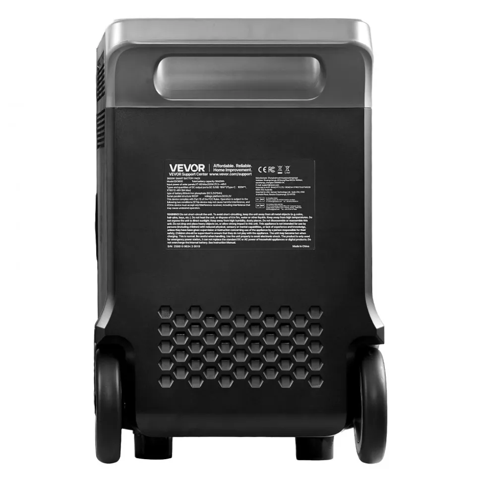 VEVOR Extra Battery for Portable Power Station, 3840Wh LiFePO4 Extra Expansion Battery with 3 Output Ports for Home Use, Outdoor Camping, Road Trips, RVs, Emergencies