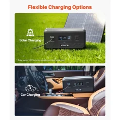 VEVOR Extra Battery for Portable Power Station, 2160Wh LiFePO4 Extra Expansion Battery with 3 Output Ports for Home Use, Outdoor Camping, Road Trips, RVs, Emergencies