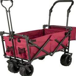 VEVOR Extra Large Collapsible Garden Cart with Removable Canopy, Folding Wagon Utility Carts with Wheels and Rear Storage, Wagon Cart for Garden, Camping, Grocery Cart, Shopping Cart, Red
