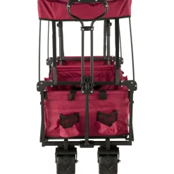 VEVOR Extra Large Collapsible Garden Cart with Removable Canopy, Folding Wagon Utility Carts with Wheels and Rear Storage, Wagon Cart for Garden, Camping, Grocery Cart, Shopping Cart, Red
