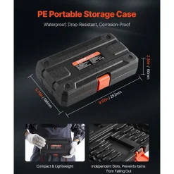 VEVOR Extra Long Allen Hex Bit Socket Set, 18-Piece 3/8 inch Drive, S2 Alloy Steel and Cr-V Steel, Standard SAE and Metric 1/8-Inch-3/8-Inch, 3-12mm, with Enhanced Storage Case, for Mechanics