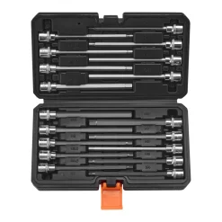 VEVOR Extra Long Allen Hex Bit Socket Set, 18-Piece 3/8 inch Drive, S2 Alloy Steel and Cr-V Steel, Standard SAE and Metric 1/8-Inch-3/8-Inch, 3-12mm, with Enhanced Storage Case, for Mechanics