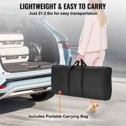 VEVOR Extra Long Folding Portable Bar Table - Tradeshow Podium Table for Indoor, Outdoor, Party, Picnic, Exhibition, Includes Carrying Case, Storage Shelf and Black Skirt, 77.95