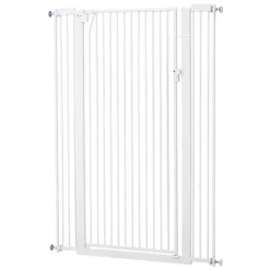 VEVOR Extra Tall Pet Gate for Cats, 29-41 in Adjustable Width, 56 in High Dog Gate, with Pressure Mount Kit and Wall Mount Kit, 1.3 in Narrow Bar Spacing, for Stairs, Doorways, and House, White
