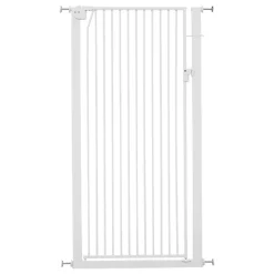 VEVOR Extra Tall Pet Gate for Cats, 29-41 in Adjustable Width, 56 in High Dog Gate, with Pressure Mount Kit and Wall Mount Kit, 1.3 in Narrow Bar Spacing, for Stairs, Doorways, and House, White