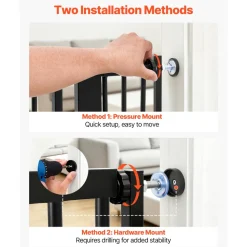 VEVOR Extra Tall Pet Gate for Cats, 29-41 in Adjustable Width, 56 in High Dog Gate, with Pressure Mount Kit and Wall Mount Kit, 1.3 in Narrow Bar Spacing, for Stairs, Doorways, and House, Black