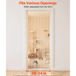 VEVOR Extra Tall Pet Gate for Cats, 28-34 in  Adjustable Width, 78.7 in High Dog Gate, with Pressure Mount Kit and Wall Mount Kit, 1.2 in Narrow Bar Spacing, for Stairs, Doorways, and House, White