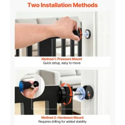 VEVOR Extra Tall Pet Gate for Cats, 28-34 in Adjustable Width, 78.7 in High Dog Gate, with Pressure Mount Kit and Wall Mount Kit, 1.2 in Narrow Bar Spacing, for Stairs, Doorways, and House, Black