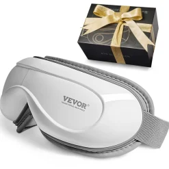 VEVOR Eye Massager with Heat, Heated Eye Massage Mask with 5 Modes and Bluetooth Music, 180° Foldable Eye Care Massager for Migraines, Eye Strain, Dark Circles, Ideal Gift for Mom/Dad, White