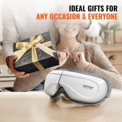 VEVOR Eye Massager with Heat, Heated Eye Massage Mask with 5 Modes and Bluetooth Music, 180° Foldable Eye Care Massager for Migraines, Eye Strain, Dark Circles, Ideal Gift for Mom/Dad, White