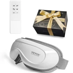 VEVOR Eye Massager with Heat & Remote, Heated Eye Massage Mask with 5 Modes and Bluetooth Music, 180° Foldable Eye Care Massager for Eye Strain, Dry Eyes, Dark Circles, Ideal Gift for Mom/Dad, Black