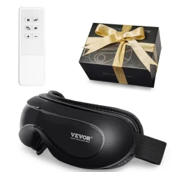 VEVOR Eye Massager with Heat & Remote, Heated Eye Massage Mask with 5 Modes and Bluetooth Music, 180° Foldable Eye Care Massager for Eye Strain, Dry Eyes, Dark Circles, Ideal Gift for Mom/Dad, Black