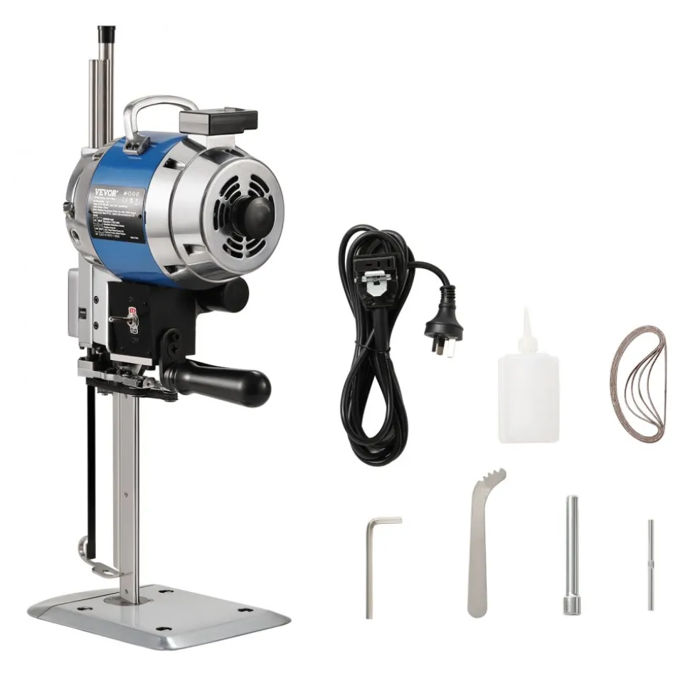 VEVOR Fabric Cutter, 750W High-Speed Straight Knife Cloth Cutting Machine, 9.8" Alloy Steel Blade, Industrial Fabric Cutting Machine with Automatic Knife Sharpen, for Multilayer Fabric Leather Cloth