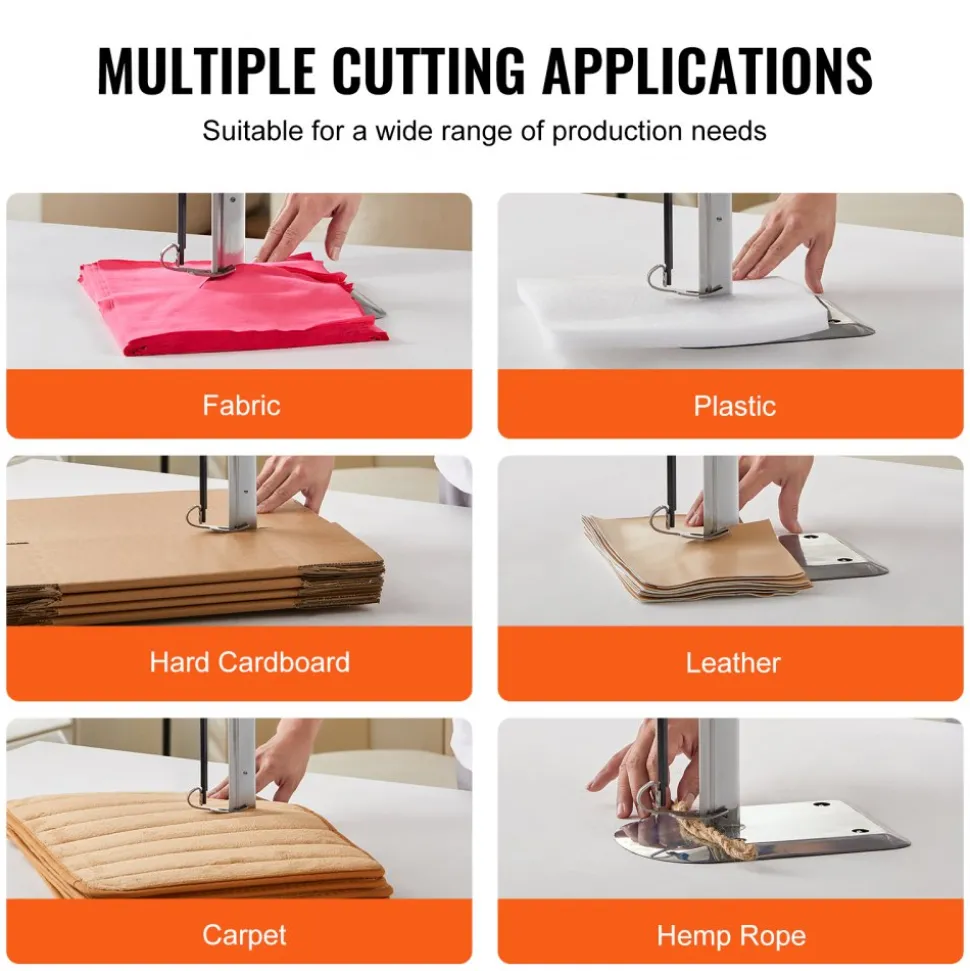 VEVOR Fabric Cutter, 750W High-Speed Straight Knife Cloth Cutting Machine, 9.8" Alloy Steel Blade, Industrial Fabric Cutting Machine with Automatic Knife Sharpen, for Multilayer Fabric Leather Cloth