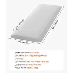 VEVOR Fall Mat for Elderly, 3/4-inch Thickened Fall Prevention Pad with Beveled Edge, Anti-Slip Bedside Safety Floor Mat for Seniors, Handicaps, Patients (24 x 70 inch)