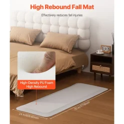 VEVOR Fall Mat for Elderly, 3/4-inch Thickened Fall Prevention Pad with Beveled Edge, Anti-Slip Bedside Safety Floor Mat for Seniors, Handicaps, Patients (24 x 70 inch)