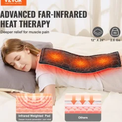 VEVOR Far Infrared Heating Pad, 12" x 24" Weighted Heating Pad with Far Infrared Therapy, 4 Temperature Settings, 2-hour Auto-off, Electric Heating Pad for Back Neck Shoulder Abdomen Pain Relief