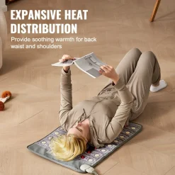 VEVOR Far Infrared Heating Pad, Amethyst Heating Pad with Jade & Tourmaline Stones, 660nm Photon Light & Negative Ions, 103-159℉ Hot Gemstones Mat with 0-12 Hours Timer for Pain Relief (32