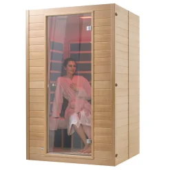 VEVOR Far Infrared Wooden Sauna, Room Home Sauna Spa for 3 to 4 Person, Low EMF Far Infrared Hemlock Wood Sauna with Tempered Glass Door & Bluetooth Speakers & Chromotherapy Lights, 2580W Indoor
